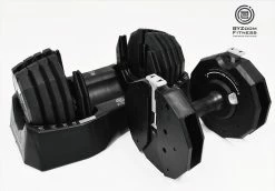 BYZoom Fitness 55lb Adjustable Dumbbell (Pair) With Dumbbell Stand