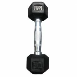 Chris Sports Hex Dumbbells With Rubber Ends (5lb, 10lb, 15lb, 20lb) Weight Training
