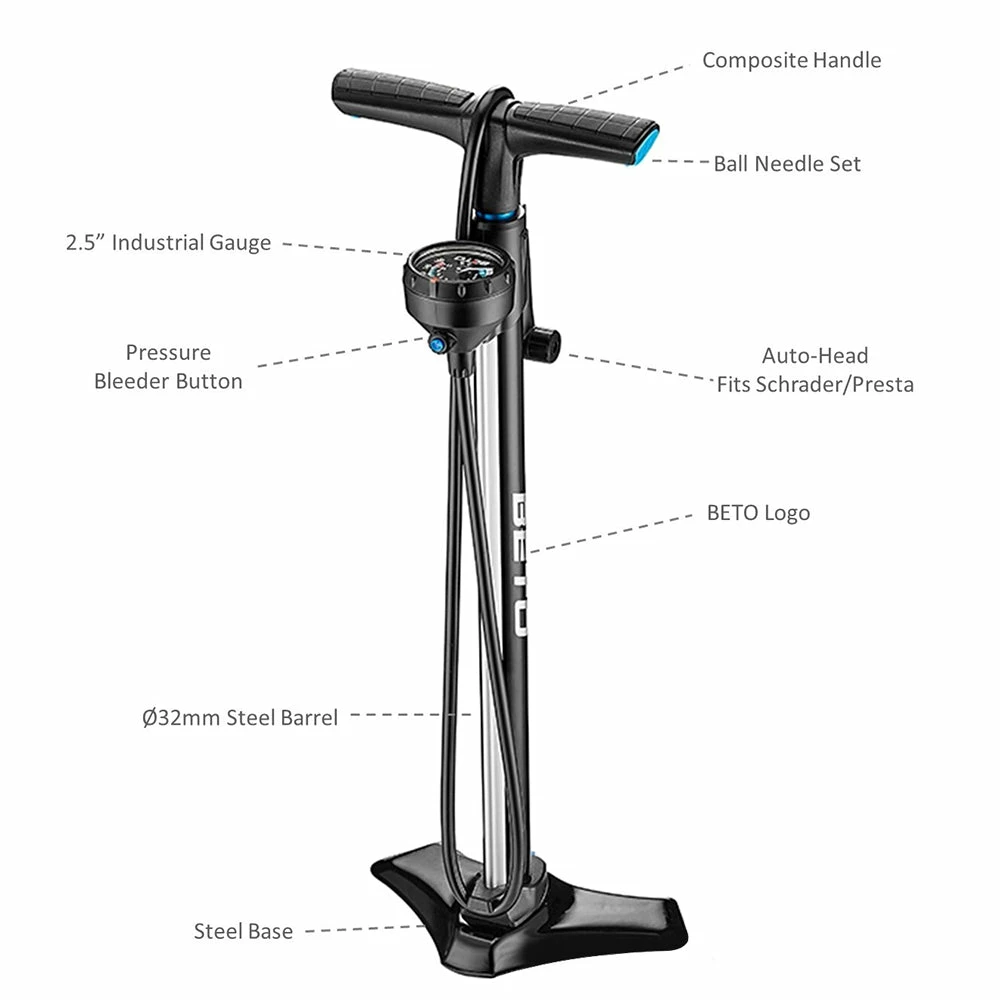 BETO Alloy Digital Floor Pump Bike Pump CFL-202SG8 Air Pump Bike Accessories 4 BETO Alloy Digital Floor Pump Bike Pump CFL-202SG8 Air Pump Bike Accessories