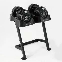 BYZoom Fitness 55lb Adjustable Dumbbell (Pair) With Dumbbell Stand