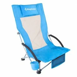 KingCamp High Backed Beach Chair Folding Chair Camping Chair (Blue) Outdoor/Camping