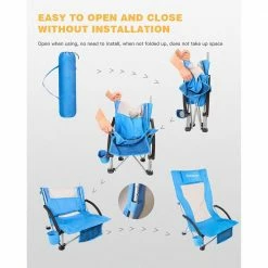 KingCamp High Backed Beach Chair Folding Chair Camping Chair (Blue) Outdoor/Camping