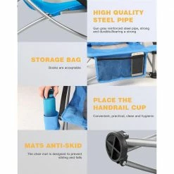 KingCamp High Backed Beach Chair Folding Chair Camping Chair (Blue) Outdoor/Camping