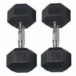 Chris Sports Hex Dumbbells With Rubber Ends (Pair) - 25lb - 50lb