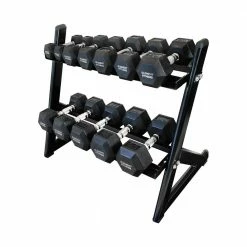 Element Fitness Hex Dumbbells Set With PVC Mat 210lb
